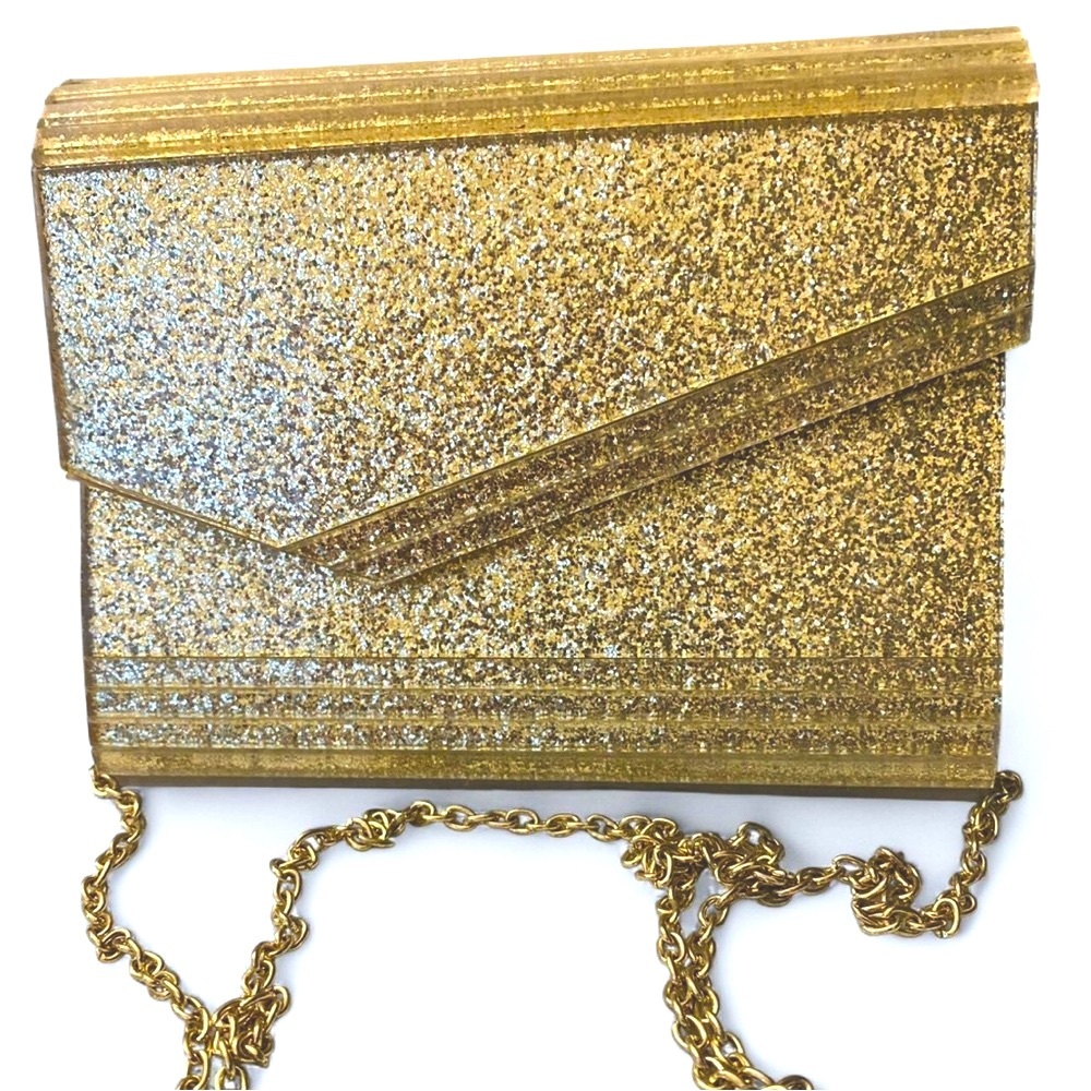INC Gold Glitter Clutch Bag